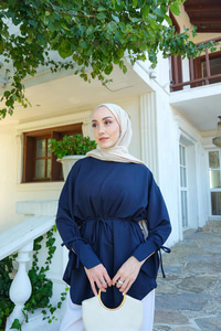 Bağcık Detaylı Sweatshirt Lacivert