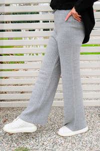 Bağcıklı Fitilli Triko Pantolon Gri