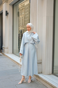 Bağlama Detay Elbise Mavi