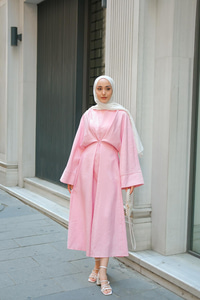 Bağlama Detay Elbise Pembe