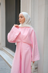 Bağlama Detay Elbise Pembe