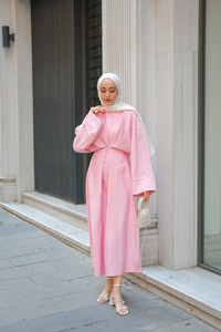 Bağlama Detay Elbise Pembe