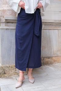 Bağlamalı Etek  Lacivert