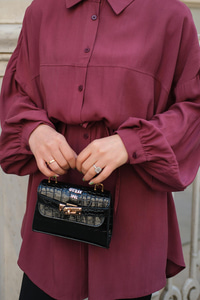 Bağlamalı İpek Gömlek Bordo