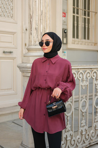 Bağlamalı İpek Gömlek Bordo