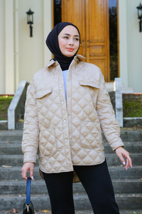 Baklava Desen Cepli Kap Krem