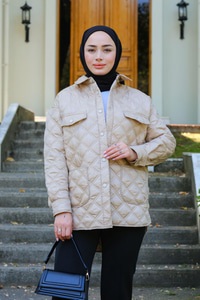 Baklava Desen Cepli Kap Krem