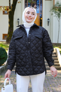 Baklava Desen Cepli Kap Siyah