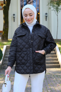 Baklava Desen Cepli Kap Siyah