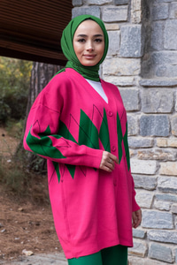 Uygun Fiyatlı BAKLAVA DESEN HIRKA FUSYA | Loccomoda.com 