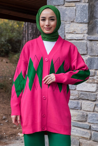 Uygun Fiyatlı BAKLAVA DESEN HIRKA FUSYA | Loccomoda.com 