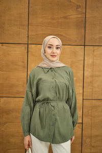 Baklava Desen Jakar Gömlek Yeşil