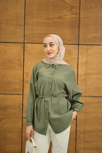 Baklava Desen Jakar Gömlek Yeşil