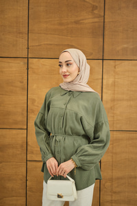 Baklava Desen Jakar Gömlek Yeşil