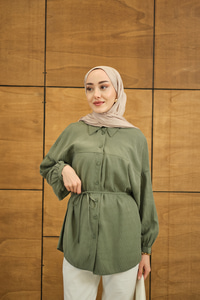 Baklava Desen Jakar Gömlek Yeşil