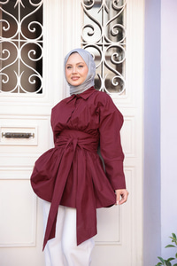 Bali Poplin Gömlek Bordo