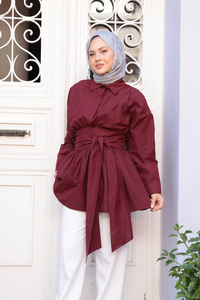 Bali Poplin Gömlek Bordo