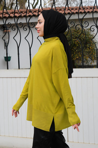 Balıkçı Yaka Triko Kazak Yağ Yeşil