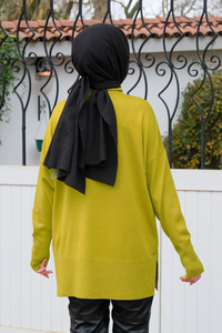 Balıkçı Yaka Triko Kazak Yağ Yeşil