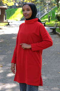 Uygun Fiyatlı BALIKCI YAKA TUNIK  KIRMIZI | Loccomoda.com 