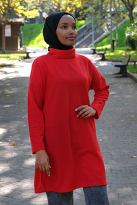 Uygun Fiyatlı BALIKCI YAKA TUNIK  KIRMIZI | Loccomoda.com 