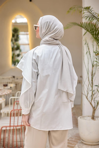 Balon Kol Çift Yaka Gömlek Beyaz