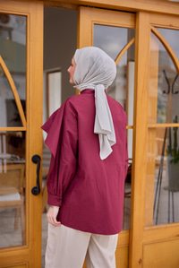 Balon Kol Çift Yaka Gömlek Bordo