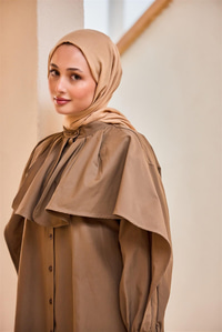 Balon Kol Çift Yaka Gömlek Kahverengi