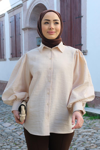 Balon Kol Gömlek Krem