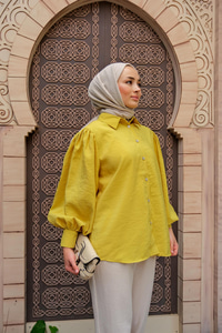 Balon Kol Gömlek Yağ Yeşil