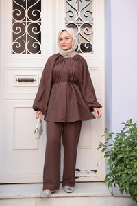 Balon Kol  İkili Takım Kahverengi