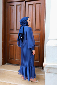 BALON KOL PILELI ELBISE LACIVERT