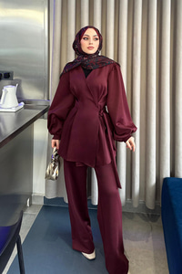 Balon Kol Scuba Kimono Takım Bordo