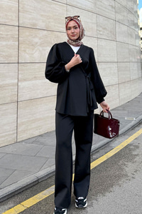 Balon Kol Scuba Kimono Takım Siyah