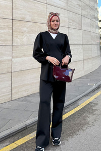 Balon Kol Scuba Kimono Takım Siyah