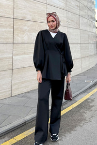 Balon Kol Scuba Kimono Takım Siyah