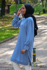 Uygun Fiyatlı BALON KOL SELANIK TUNIK BEBE MAVISI | Loccomoda.com 