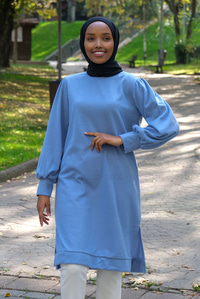 Uygun Fiyatlı BALON KOL SELANIK TUNIK BEBE MAVISI | Loccomoda.com 