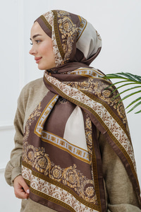 Barok Desen Şal Kahverengi