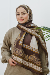 Barok Desen Şal Kahverengi