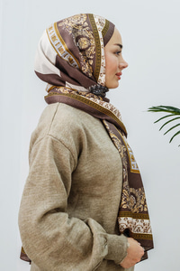 Barok Desen Şal Kahverengi