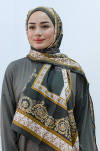 Barok Desen Şal Koyu Yeşil