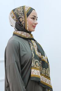 Barok Desen Şal Koyu Yeşil