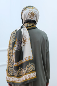 Barok Desen Şal Koyu Yeşil