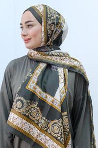 Barok Desen Şal Koyu Yeşil