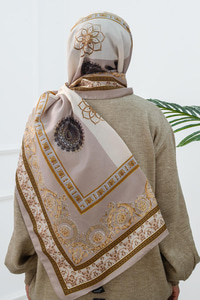 Barok Desen Şal Vizon