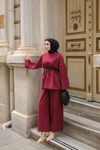 Basıc Keten Takım Bordo