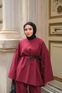 Basıc Keten Takım Bordo