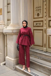 Basıc Keten Takım Bordo