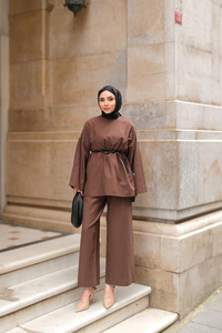 Basıc Keten Takım Kahverengi